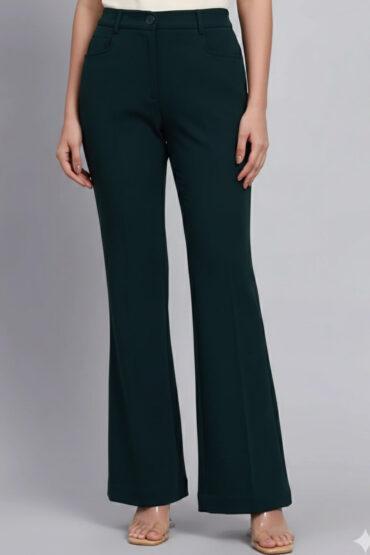 Women Bottle-Green High-Rise Trouser
