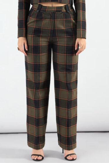 Women Green Toned Checkered Warm Trouser