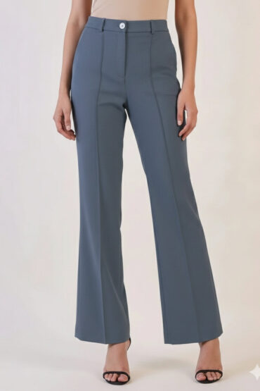 Women Grey Flared Mid-Rise Bootcut Trousers