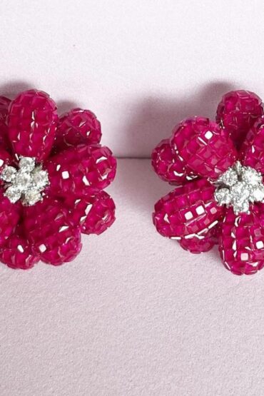 Exquisite Diamond Floral Invisible setting Earrings