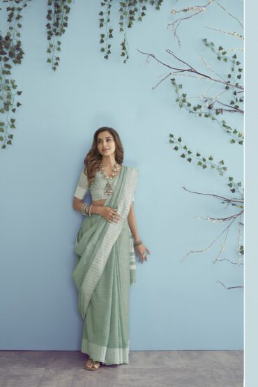 Silk Saree with a Touch of Silver Border