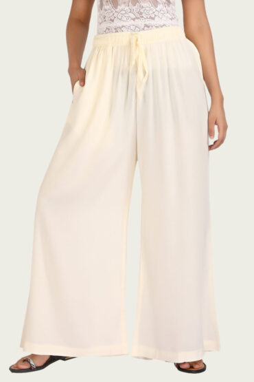 Off white Rayon Flared Palazzo