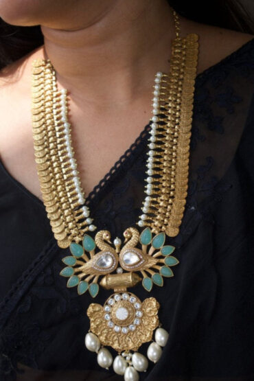 Peacock Fusion Gold Coin Designer Necklace