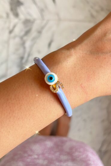 Personalized Evil Eye Lavender Candy Bracelet