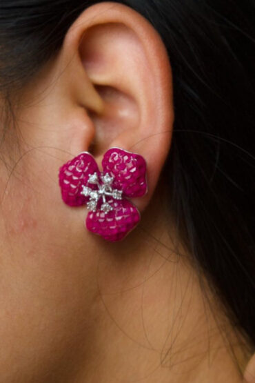 Ruby Earrings with invisible setting
