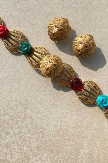 Navratan Lion Choker Necklace /Headband