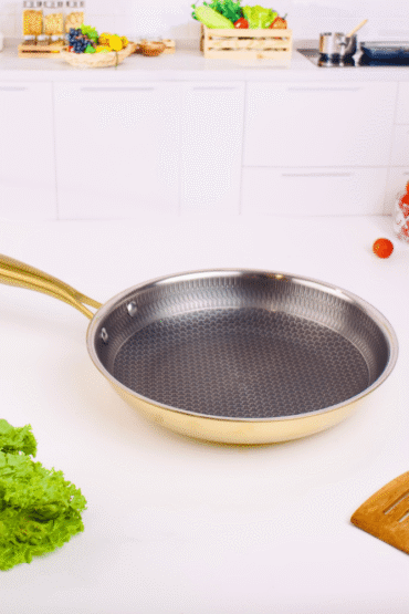 Multi-Purpose Stainless Steel Gold Honeycomb Frying Pan (24 cm)