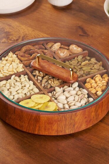9-Compartment Bamboo Serving Tray With Lid