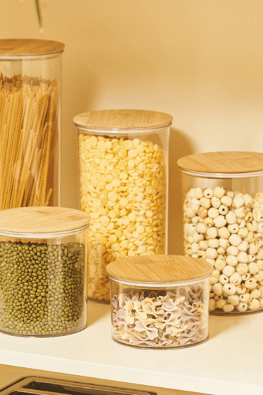 Multi-Purpose Airtight Plastic Transparent Food Storage Jar with Bamboo Lid
