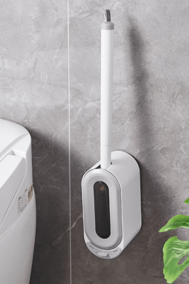 Wall Mounted Toilet Brush Set with Flexible Bristles and Holder