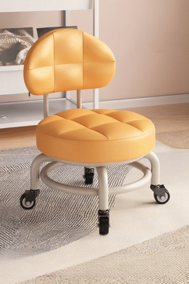 360? Smooth Rotation Rolling Stool with Backrest