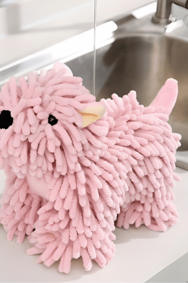 Soft Puppy-Themed Chenille Hand Towel