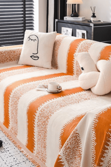 Elegance Chenille Sofa Cover :[EM-SC-10] (Orange)