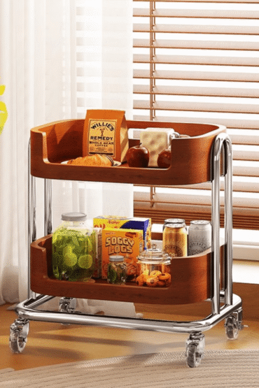 Multi-Functional Metal Wood Storage Rack with Wheels