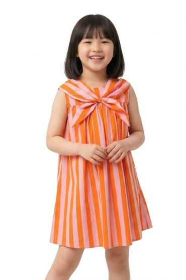 Orange Stripe Tie Dress