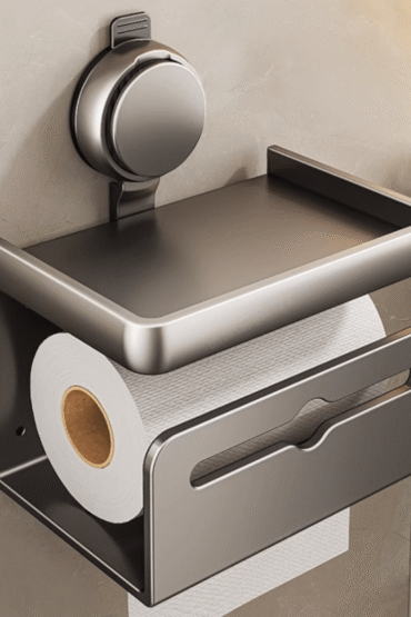 Wall-Mounted Toilet Paper Box with Removable Suction Cup
