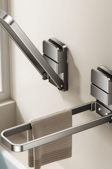 Space-Saver Suction Cup Foldable Metal Towel Rack