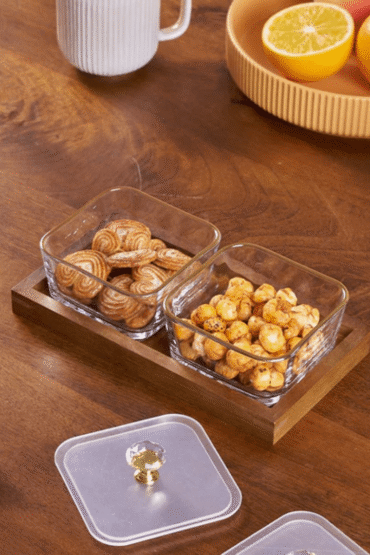 Luxury Glass Snack Box Set (2-Grid)