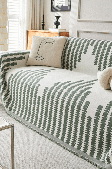 Fern Leaf Print Elegance Elegance Chenille Sofa Cover :?[EM-SC-30]