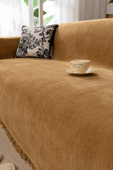 Elegance Chenille Sofa Cover :[EM-SC-13] (Coffee)