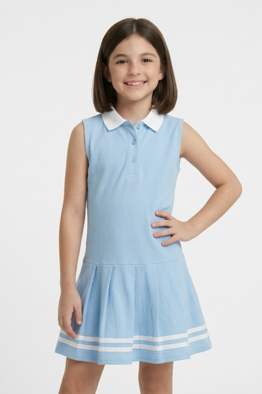 Blue Sleeveless Polo Dress