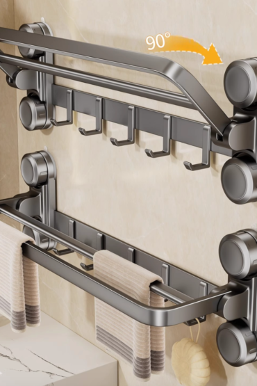 Foldable 90? Suction Cup Bathroom Aluminium Towel Holder