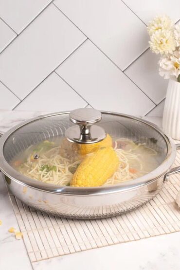 Multi-Purpose Stainless Steel Honeycomb Non-Stick Pan with Lid (28 cm)