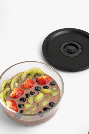Round Vacuum Glass Storage Container with Date Tracker Lid(850ml)