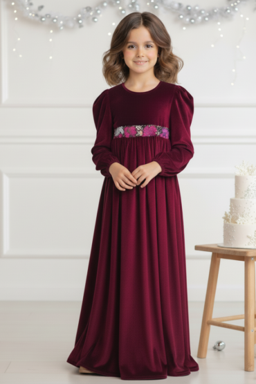 Royal Plum Dreams Velvet Party Gown
