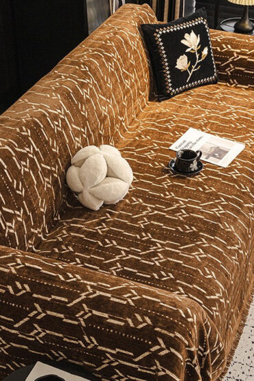 Brown Elegance Chenille Sofa Cover : [EM-SC-46]
