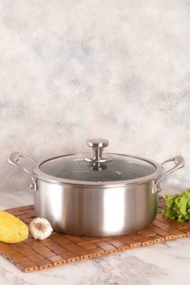 Multi-Purpose Stainless Steel Honeycomb Soup Pot with Lid (24cm)