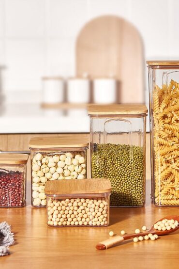 Airtight Plastic Food Storage Container with Bamboo Lid