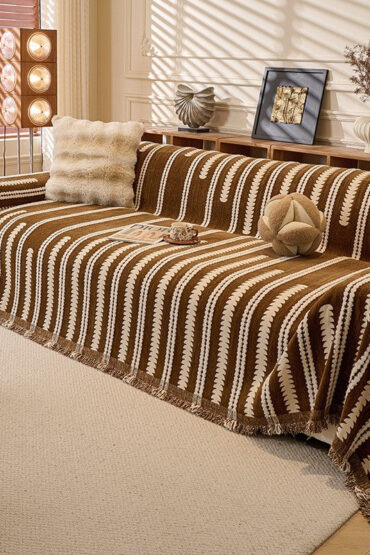 Brown Elegance Chenille Sofa Cover : [EM-SC-47]