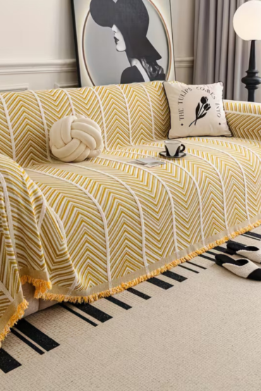 Elegance Chenille Yellow Sofa Cover : [EM-SC-41]