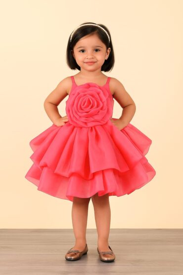 Coral Punch Ruffle Frock