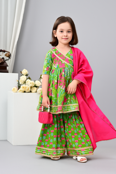 Lime Garden Sharara Set