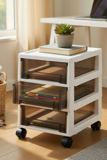 Multipurpose Multi-Layer Under Desk Storage Organizer with Lockable Wheels